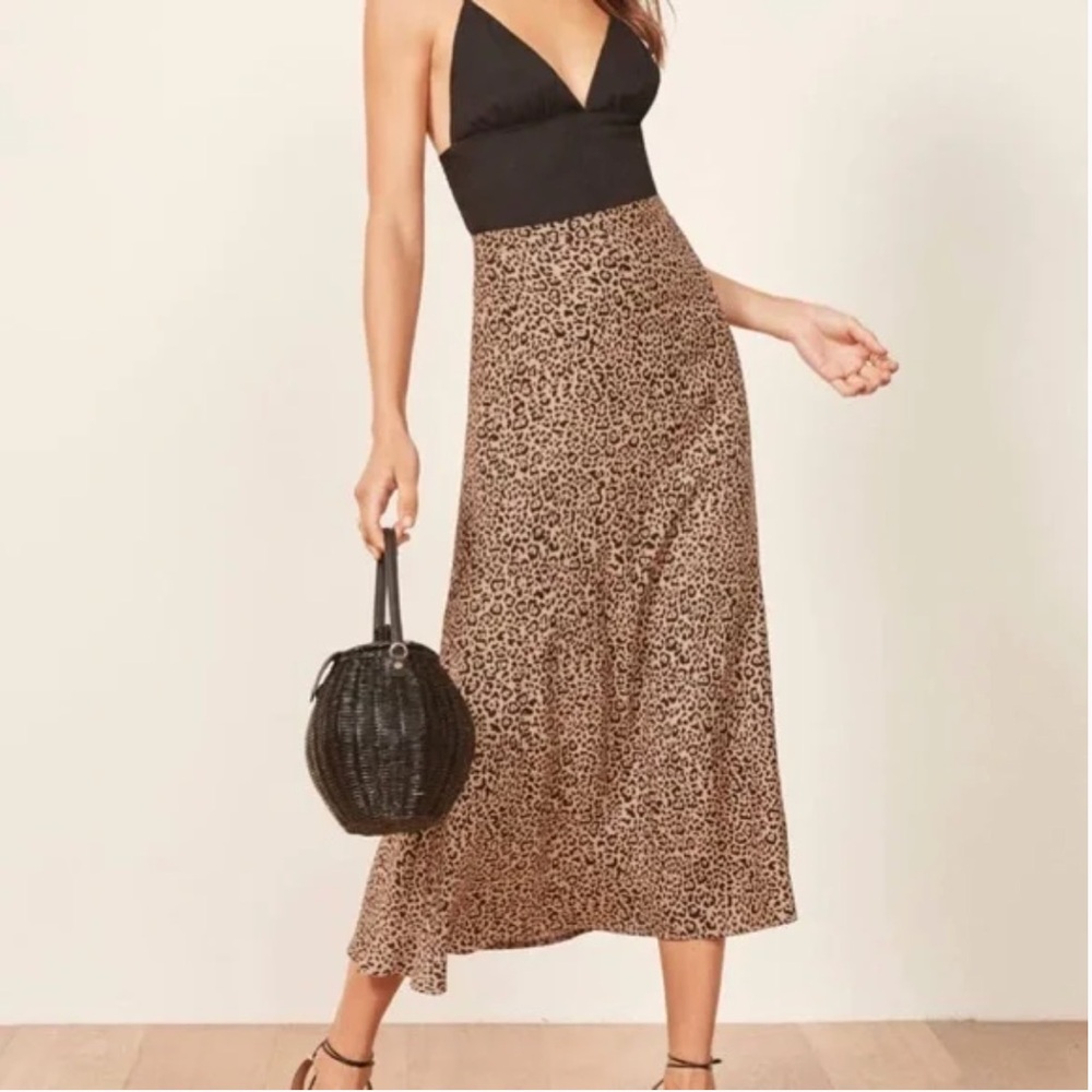 Reformation animal print midi length skirt - Cheetah